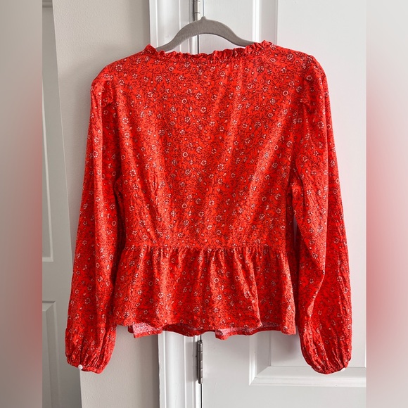 Floral Wrap Around Long Sleeve Blouse - Picture 2 of 5